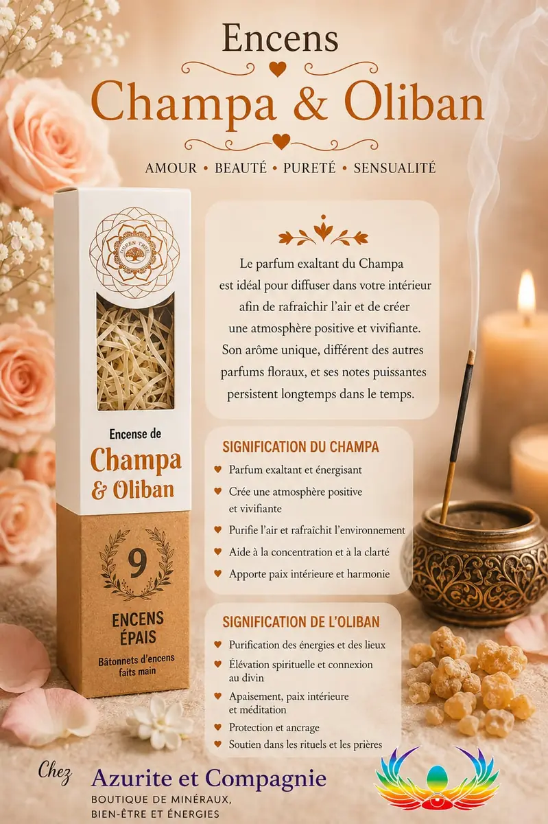 Encens Champa et Oliban : atmosphère positive et vivifiante